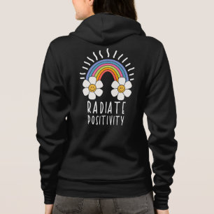 Radiate Positivity Colourful Rainbow and Flowers Hoodie