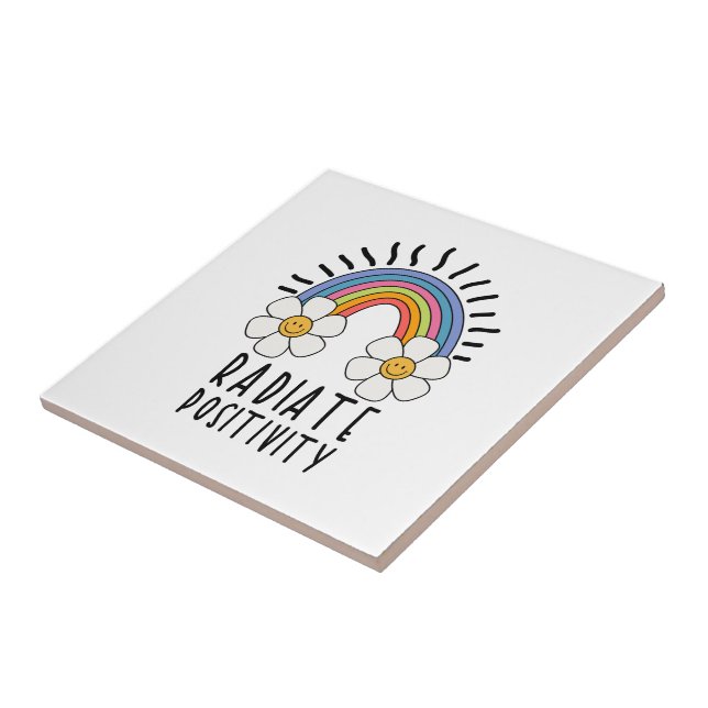 Radiate Positivity | Colourful Rainbow and Flowers Tile (Side)