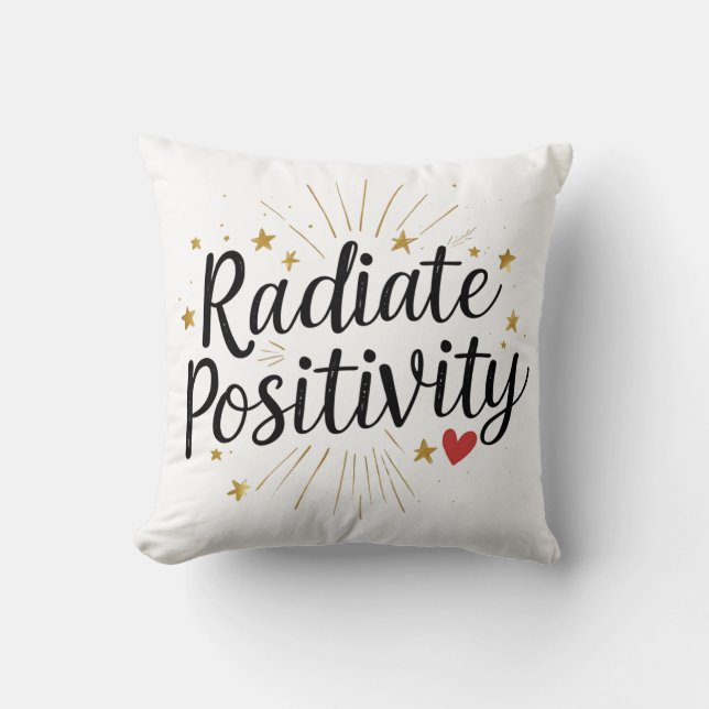 Radiate Positivity – Motivational Starry Quote Cushion (Front)
