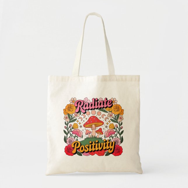 Radiate Positivity Retro 70’s Groovy Tote Bag (Front)