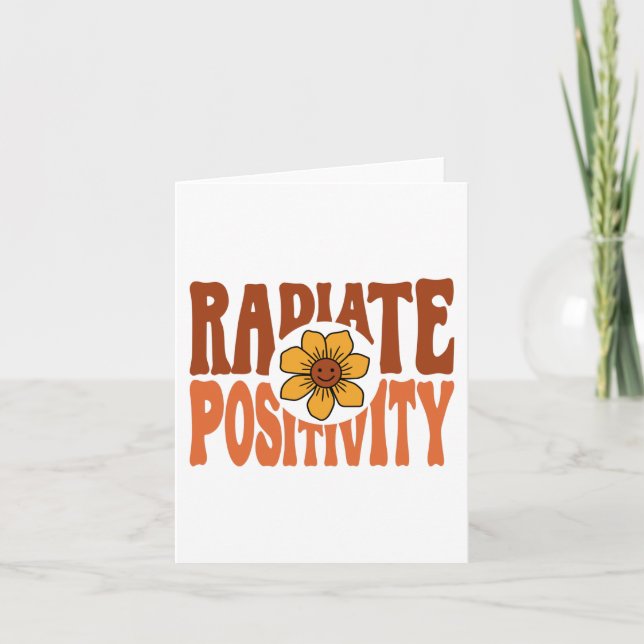 Radiate Positivity Retro Flower Smiley Card (Front)