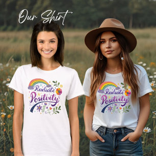 Radiate Positivity T-Shirt, Rainbow Graphic Tee,  T-Shirt