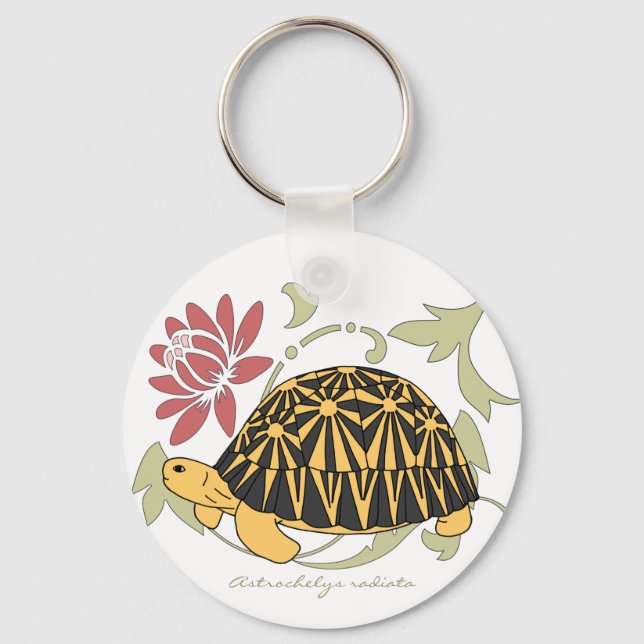 Radiated Tortoise Keychain (floral black) (Front)