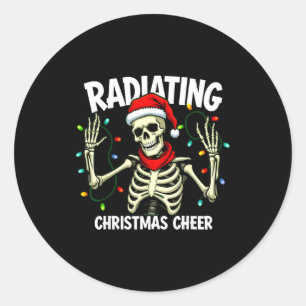 Radiating Christmas Cheer Skeleton Christmas Light Classic Round Sticker