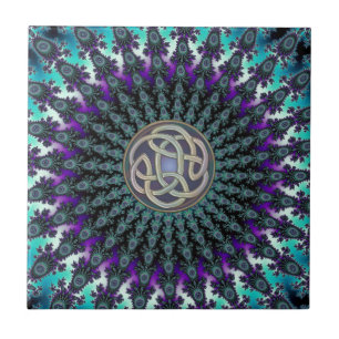 Radiating Fractal Mandala Grunge Celtic Knot Tile