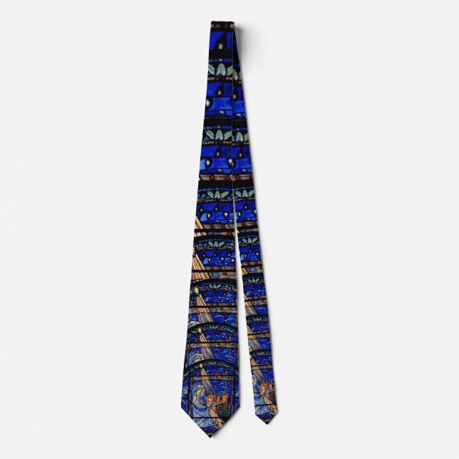 Radiating II Nativity Stained Glass Blue Tie (Front)