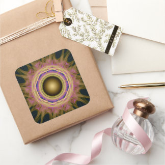 Radiating magical colourful bright pattern square sticker