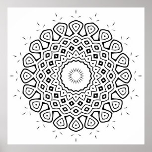 Radiating Mandala Colouring Page with Teardrop Rin Poster