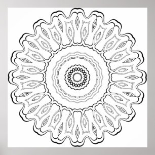 Radiating Teardrop Petal Mandala with Soft Edges Poster