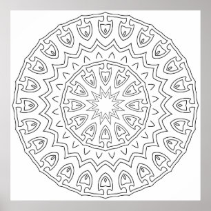 Radiating Tribal Petal Mandala with Star Core Poster