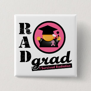 Radiation Grad BREAST CANCER 15 Cm Square Badge
