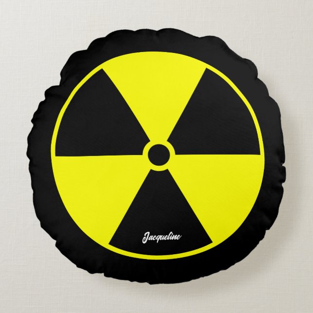 Radiation Symbol on Black Round Cushion (Front)