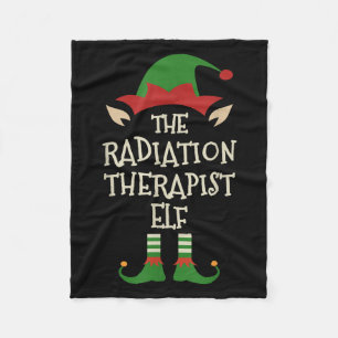 Radiation Therapist Elf Family Christmas Matching Fleece Blanket