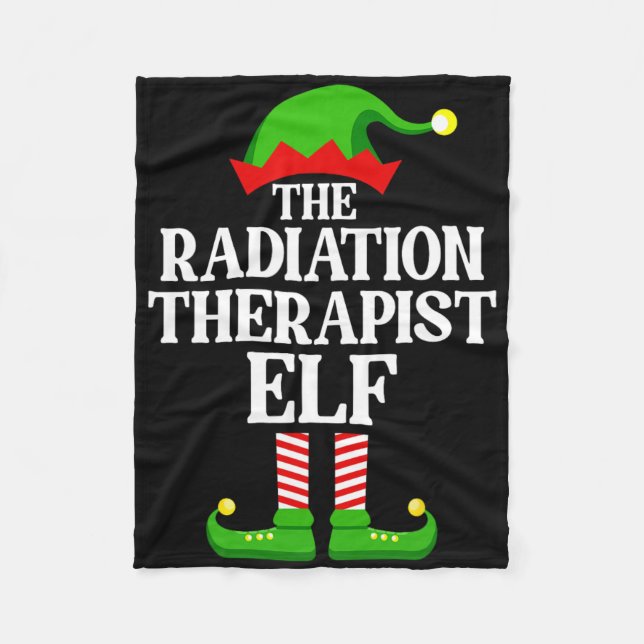 Radiation Therapist Elf Family Matching Group Chri Fleece Blanket (Front)