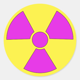 Radiation warning sign magenta and yellow classic round sticker