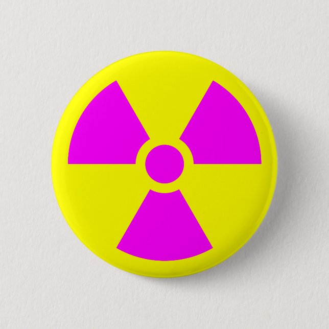 Radiation Warning Symbol 6 Cm Round Badge (Front)