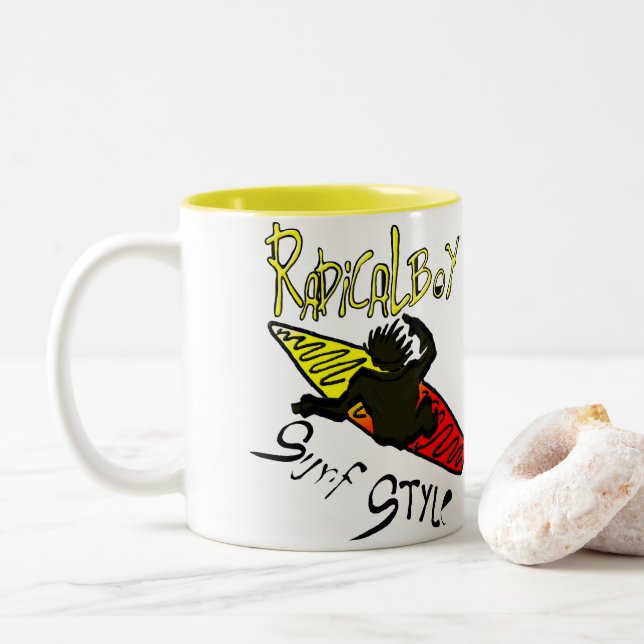 Radical Boy® Surf Style Two-Tone Coffee Mug (With Donut)
