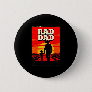 Radical dad father and son farmer western sunset 6 cm round badge