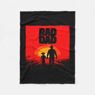 Radical dad father and son farmer western sunset  fleece blanket