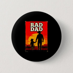 Radical dad father and son rodeo western sunset  6 cm round badge