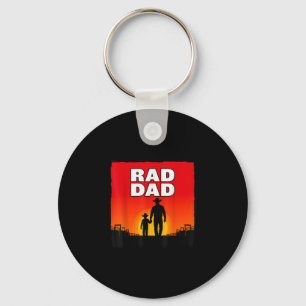 Radical dad father and son rodeo western sunset key ring