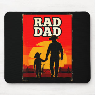 Radical dad father and son rodeo western sunset  mouse pad