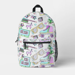 Radical Fun Eighties Coloring Book Pattern Printed Backpack