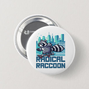Radical Racoon Urban Skateboarder 6 Cm Round Badge