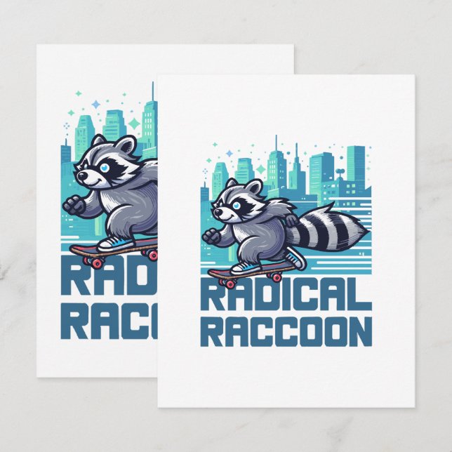 Radical Racoon Urban Skateboarder Card (Front/Back)