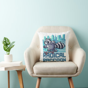 Radical Racoon Urban Skateboarder Cushion