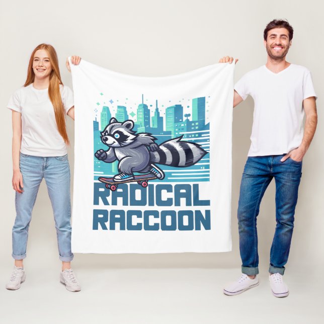Radical Racoon Urban Skateboarder Fleece Blanket (In Situ)