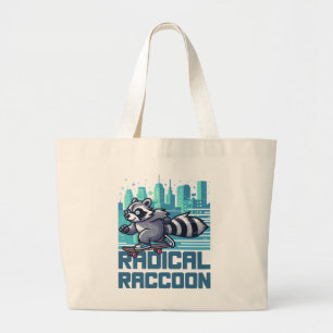 Radical Racoon Urban Skateboarder Large Tote Bag