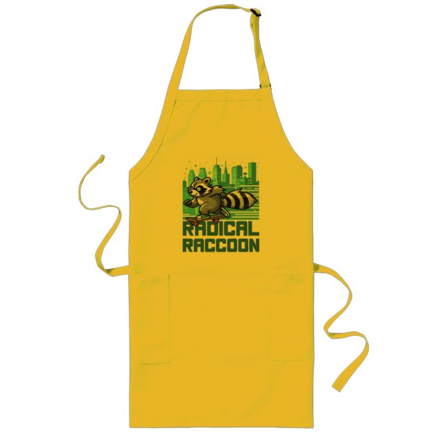 Radical Racoon Urban Skateboarder Long Apron (Front)