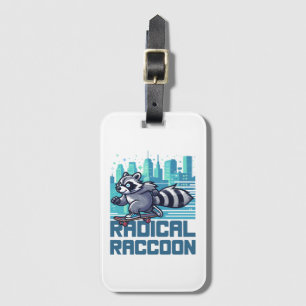 Radical Racoon Urban Skateboarder Luggage Tag