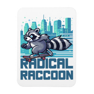 Radical Racoon Urban Skateboarder Magnet