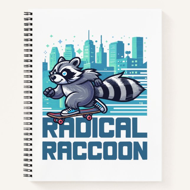Radical Racoon Urban Skateboarder Notebook (Front)