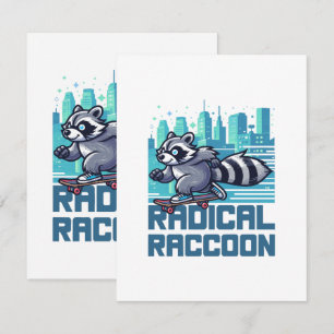 Radical Racoon Urban Skateboarder RSVP Card