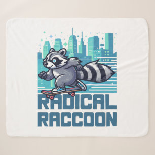 Radical Racoon Urban Skateboarder Sherpa Blanket