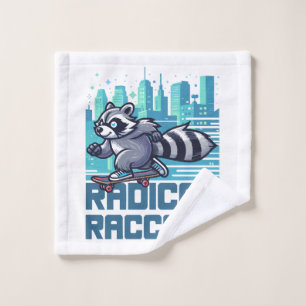Radical Racoon Urban Skateboarder Wash Cloth