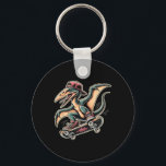 Radical Skateboarding Pterodactyl Dinosaur Cartoon Key Ring<br><div class="desc">Radical Skateboarding Pterodactyl Dinosaur Cartoon Design</div>