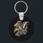 Radical Skateboarding Pterodactyl Dinosaur Cartoon Key Ring<br><div class="desc">Radical Skateboarding Pterodactyl Dinosaur Cartoon Design</div>