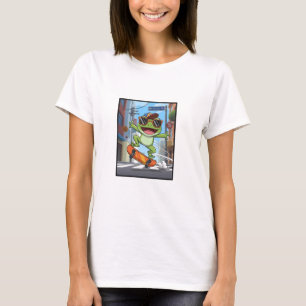 Radical Skater Frog & City Street Art T-Shirt