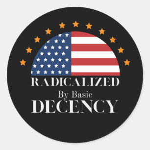 Radicalised by Basic Decency USA Flag Classic Round Sticker