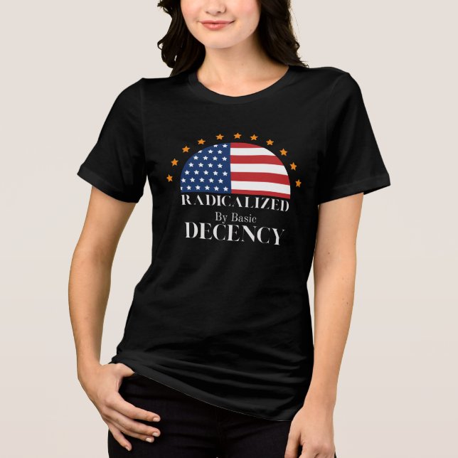 Radicalised by Basic Decency USA Flag Tri-Blend Shirt (Front)