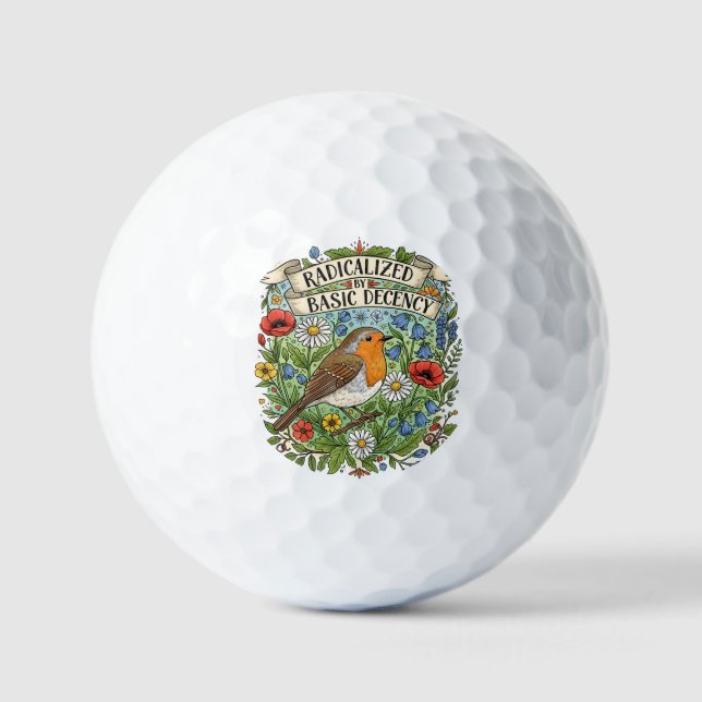 Radicalized by Basic Decency Aesthetic Art Bird Golf Balls (Front)