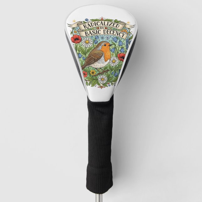 Radicalized by Basic Decency Aesthetic Art Bird Golf Head Cover (Front)