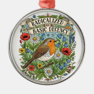 Radicalized by Basic Decency Aesthetic Art Bird Metal Tree Decoration