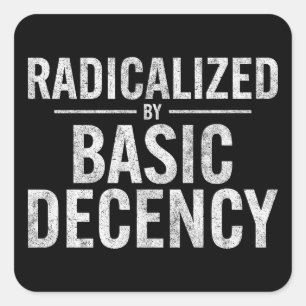 Radicalized By Basic Decency Funny Square Sticker
