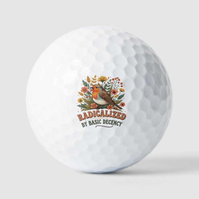 Radicalized by Basic Decency Vintage Inspirationa Golf Balls (Front)