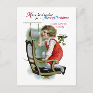 Radio Announcer for Station XMAS Holiday Postcard